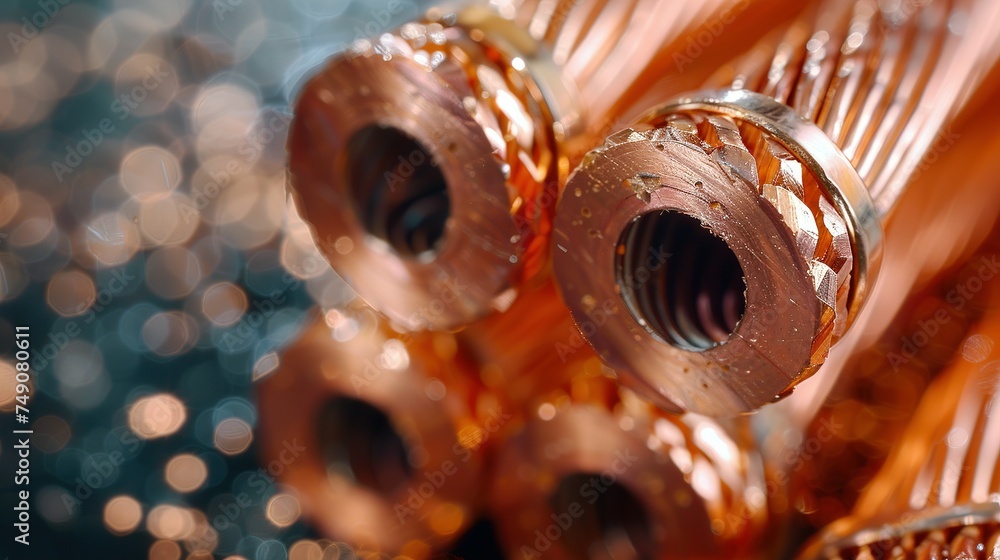 Electrical installation material, copper cable wire close-up Electrical installation material, copper cable wire close-up