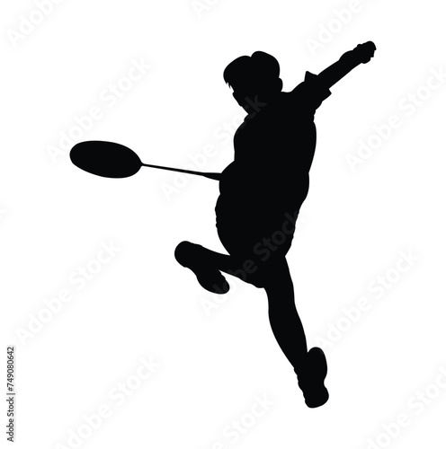 silhouette design of a badminton athlete receiving the ball from his opponent.