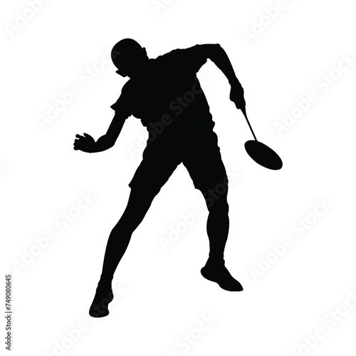 silhouette design of a badminton athlete receiving the ball from his opponent.