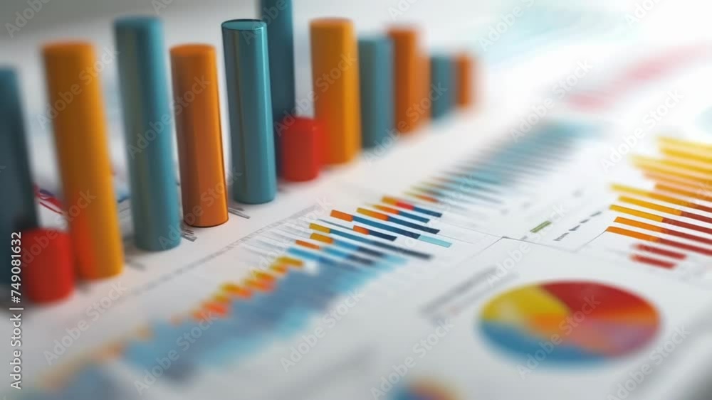 A stack of printed bar graphs and ter plots are seen in closeup symbolizing the tangible results obtained through data visualization and ysis. A stack of printed bar graphs and ter plots are seen in closeup symbolizing the tangible results obtained through data visualization and ysis.