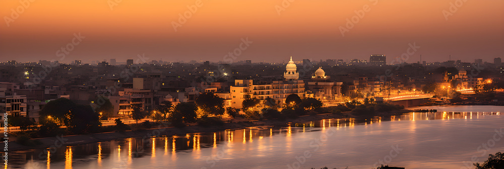Majestic Twilight Over Ahmedabad Cityscape: Blend of Heritage and Modernisation
