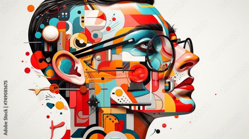 Obraz premium Abstract human head with creative mind and psychic waves