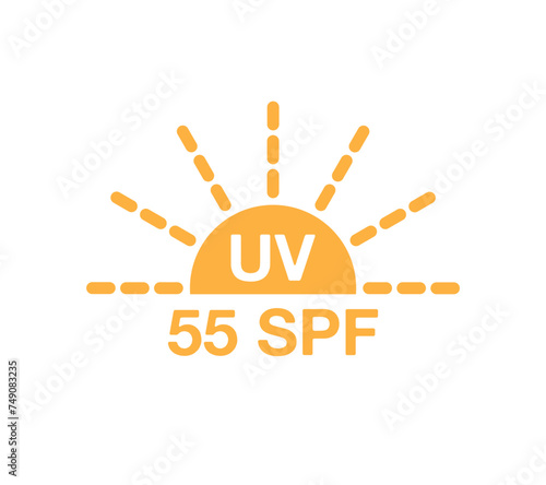 55 SPF sunlight protection. Cream of skin for defense, sunscreen. Block UV ray
