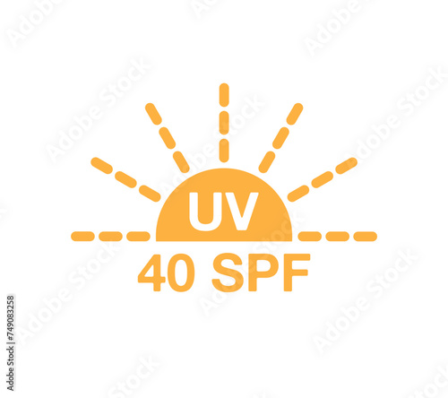 40 SPF sunlight protection. Cream of skin for defense, sunscreen. Block UV ray