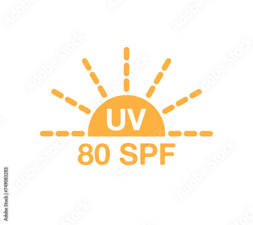 80 SPF sunlight protection. Cream of skin for defense, sunscreen. Block UV ray