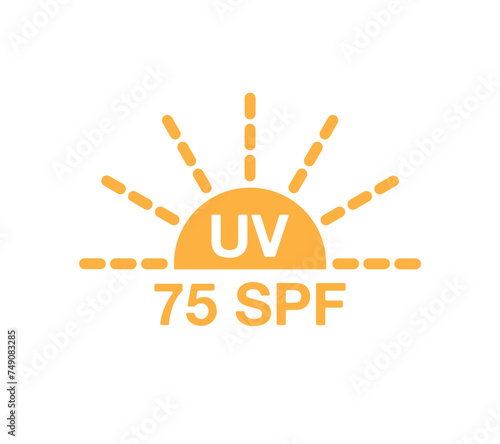 75 SPF sunlight protection. Cream of skin for defense, sunscreen. Block UV ray