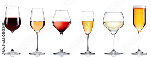Row of Wine Glasses Filled With Different Types of Wine Generative AI