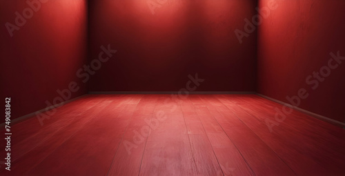 empty room with red curtains