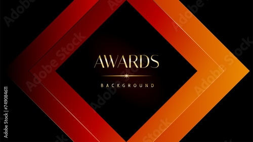 Red orange and golden awards graphics background. Elegant orange premium template design. Wedding invitation card. Engagement ceremony invite. Luxury premium corporate abstract design template.