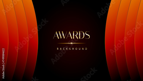 Red orange and golden awards graphics background. Elegant orange premium template design. Wedding invitation card. Engagement ceremony invite. Luxury premium corporate abstract design template.