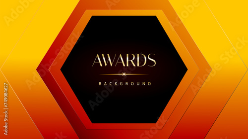 Red orange and golden awards graphics background. Elegant orange premium template design. Wedding invitation card. Engagement ceremony invite. Luxury premium corporate abstract design template.
