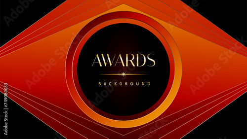 Red orange and golden awards graphics background. Elegant orange premium template design. Wedding invitation card. Engagement ceremony invite. Luxury premium corporate abstract design template.