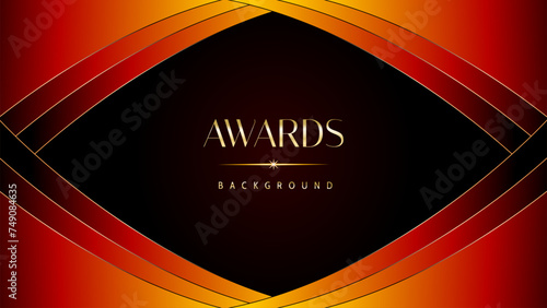 Red orange and golden awards graphics background. Elegant orange premium template design. Wedding invitation card. Engagement ceremony invite. Luxury premium corporate abstract design template.
