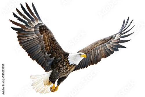 Close Up Of White  Black  Brown Eagle Flying On Transparetn Background