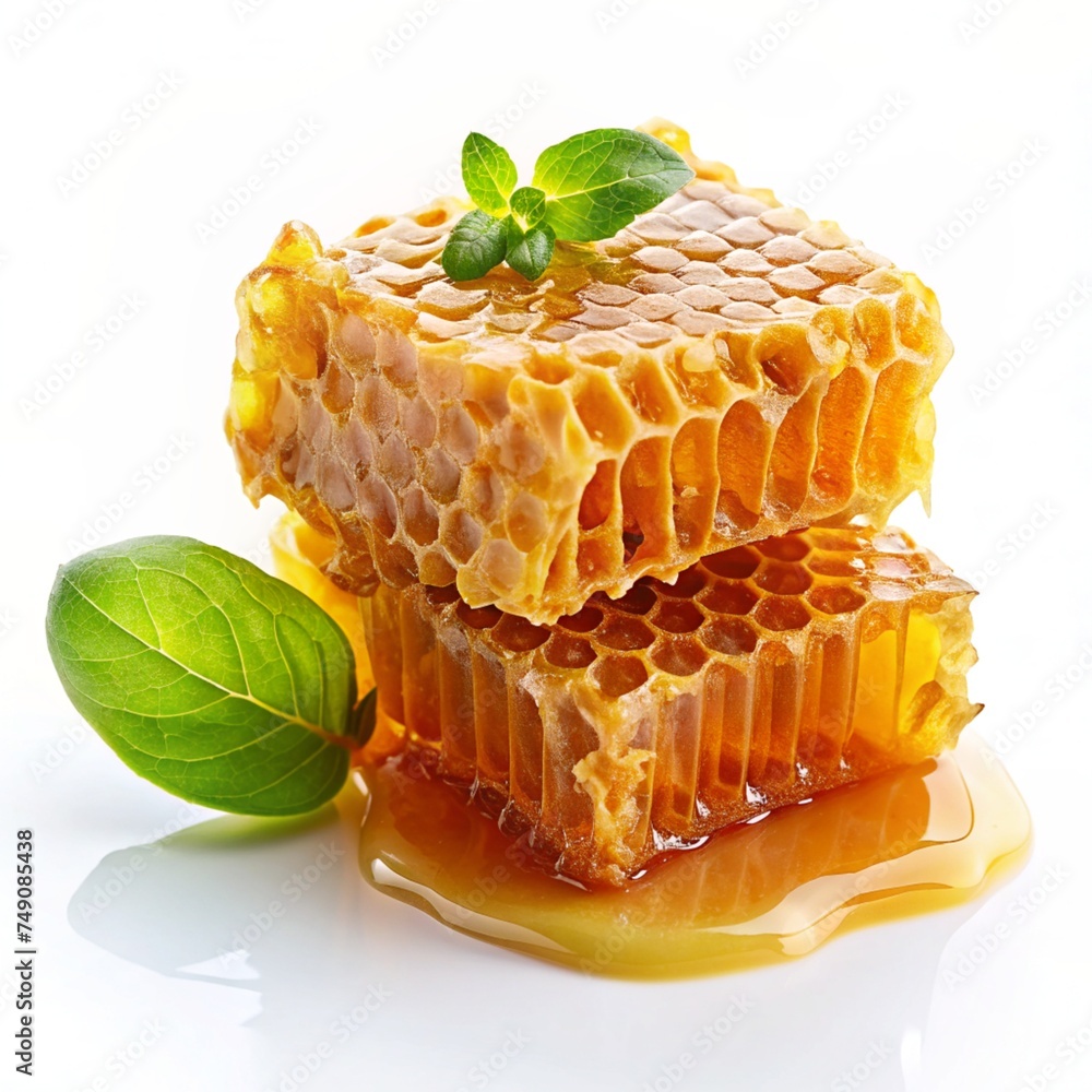 Fresh sweet honeycomb on white background Fresh sweet honeycomb on white background