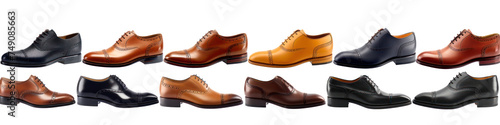 Assortment of Mens Dress Shoes on White Background Generative AI © Johnathan