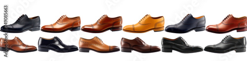 Assortment of Mens Dress Shoes on White Background Generative AI photo