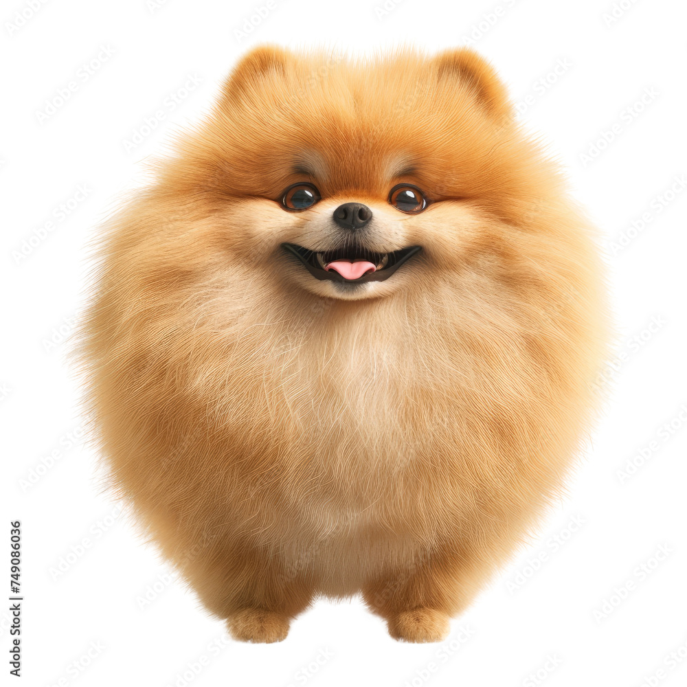 Adorable Pomeranian dog with fluffy fur smiling, isolated on a transparent background. Adorable Pomeranian dog with fluffy fur smiling, isolated on a transparent background.