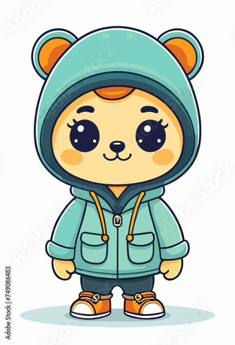 child with a bear costume, cute illustration vector
