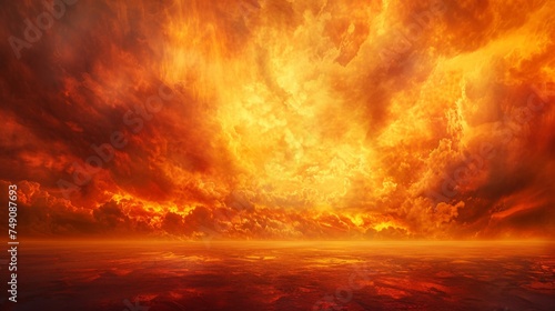A raging wildfire consumes the horizon, painting the sky