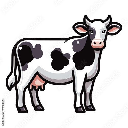 Cow full body vector illustration, farm pet, animal livestock, for butchery meat shop and dairy milk product, agriculture concept, design template isolated on white background