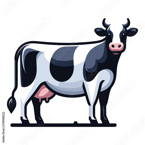 Cow full body vector illustration, farm pet, animal livestock, for butchery meat shop and dairy milk product, agriculture concept, design template isolated on white background