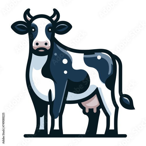 Cow full body vector illustration, farm pet, animal livestock, for butchery meat shop and dairy milk product, agriculture concept, design template isolated on white background