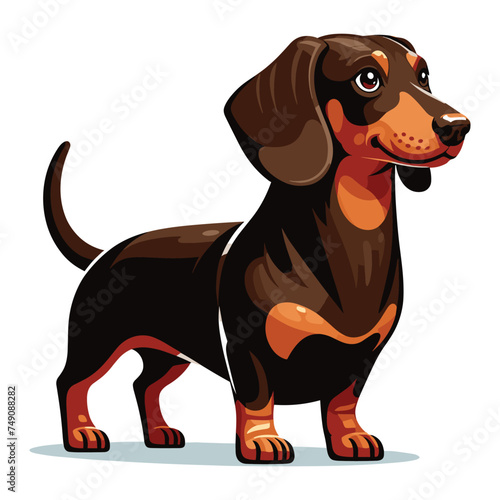 Cute adorable dachshund dog cartoon character vector illustration  funny pet animal dachshund puppy flat design mascot logo template isolated on white background