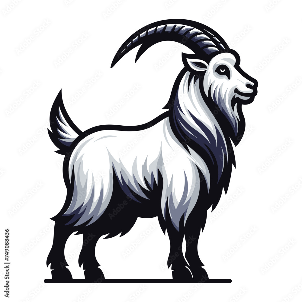Goat full body vector illustration, farm pet, animal livestock, for butchery meat shop and dairy milk product, design template isolated on white background Goat full body vector illustration, farm pet, animal livestock, for butchery meat shop and dairy milk product, design template isolated on white background