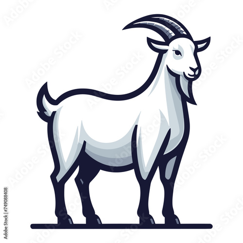 Goat full body vector illustration, farm pet, animal livestock, for butchery meat shop and dairy milk product, design template isolated on white background