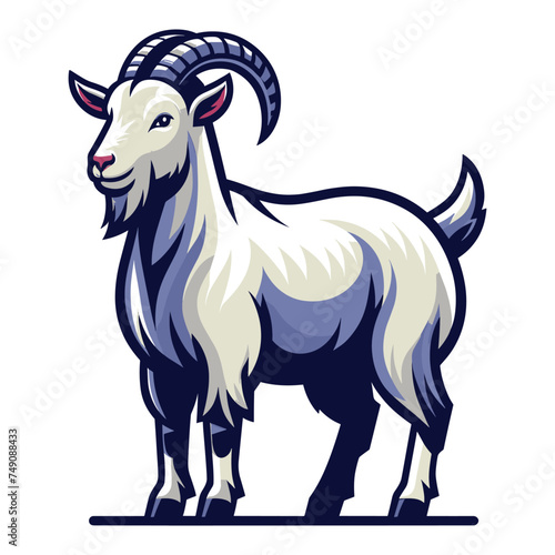 Goat full body vector illustration, farm pet, animal livestock, for butchery meat shop and dairy milk product, design template isolated on white background