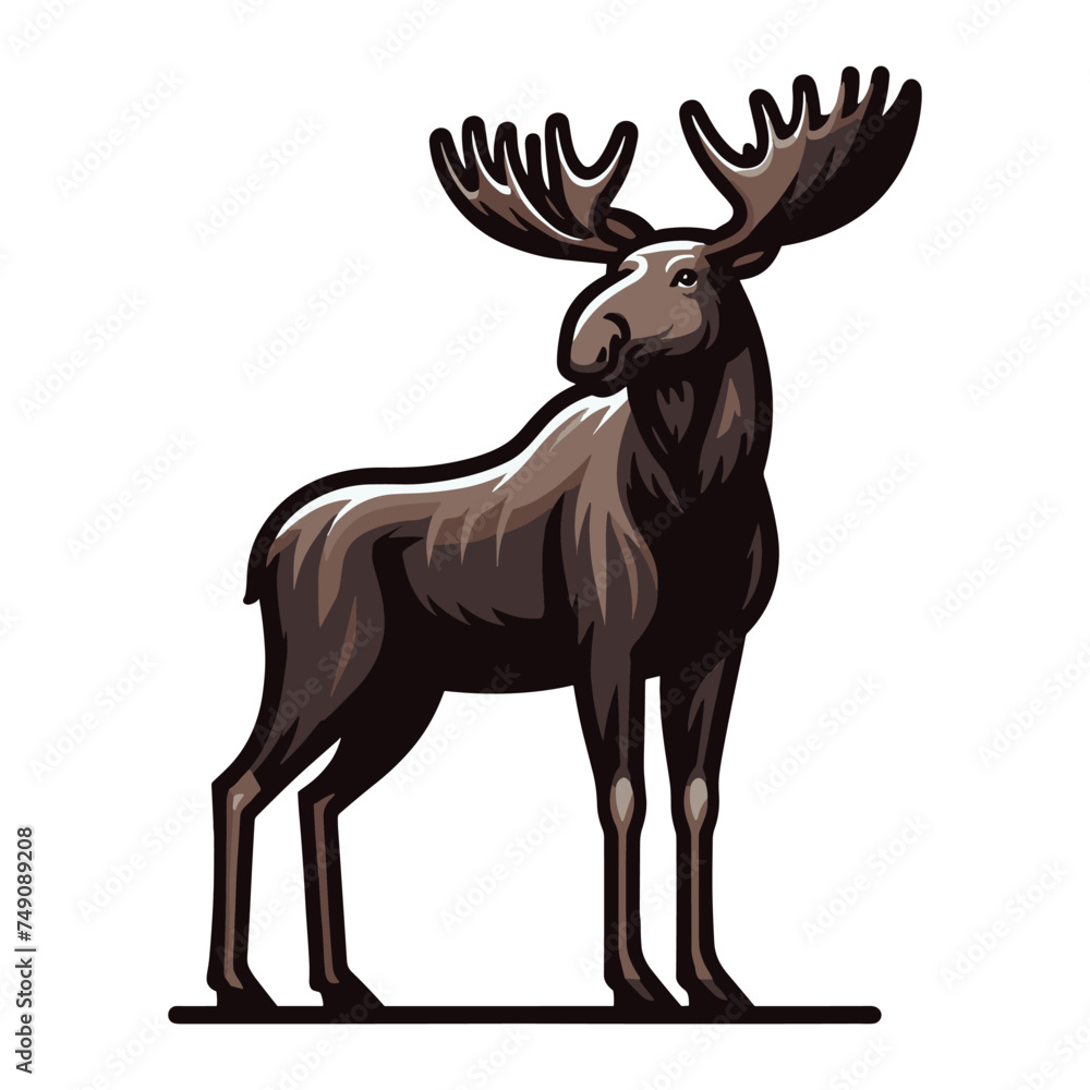 Moose buck elk full body vector illustration, zoology illustration, wild animal moose design template isolated on white background Moose buck elk full body vector illustration, zoology illustration, wild animal moose design template isolated on white background