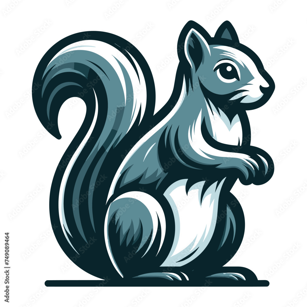Cute squirrel full body character vector illustration, fluffy adorable squirrel chipmunk design template isolated on white background Cute squirrel full body character vector illustration, fluffy adorable squirrel chipmunk design template isolated on white background