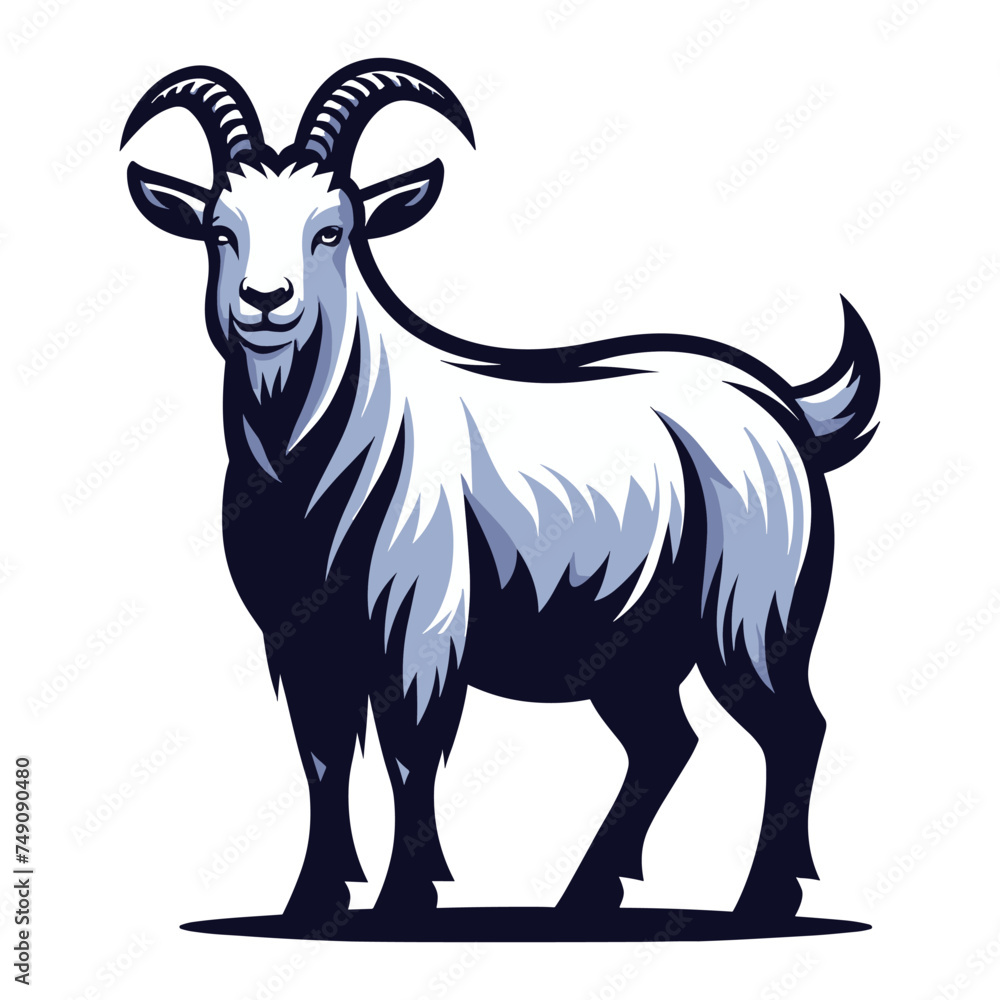 Goat full body vector illustration, farm pet, animal livestock, for butchery meat shop and dairy milk product, design template isolated on white background Goat full body vector illustration, farm pet, animal livestock, for butchery meat shop and dairy milk product, design template isolated on white background
