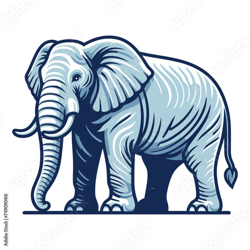 Elephant full body vector illustration, zoology illustration, African safari wild animal design template isolated on white background