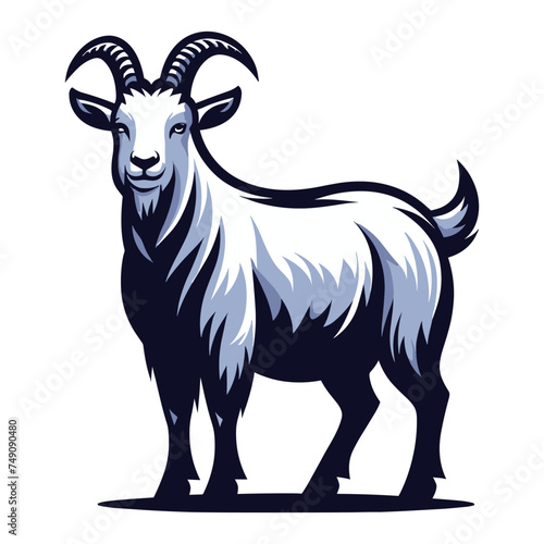 Goat full body vector illustration, farm pet, animal livestock, for butchery meat shop and dairy milk product, design template isolated on white background