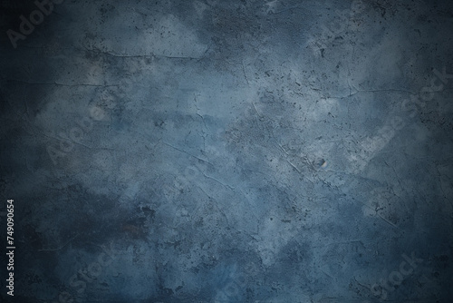 Blue grunge background with scratches. Dirty navy cement textured wall. Vintage wide long backdrop use for design web banner with scratches and cracks. Old stained dark concrete, distressed texture photo