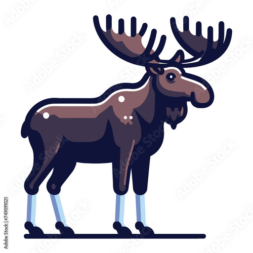 Moose buck elk full body vector illustration  zoology illustration  wild animal moose design template isolated on white background