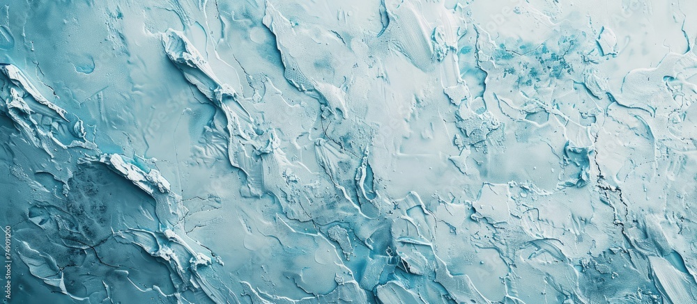 An abstract painting featuring layers of blue and white paint creating a textured and dynamic composition. The colors blend and contrast, creating a sense of movement and energy on the canvas. The An abstract painting featuring layers of blue and white paint creating a textured and dynamic composition. The colors blend and contrast, creating a sense of movement and energy on the canvas. The