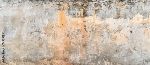 A close-up view of a concrete wall with visible dirt and grime accumulated on its surface  showcasing a vintage and weathered aesthetic. The wall texture appears rusty and damaged  adding character to