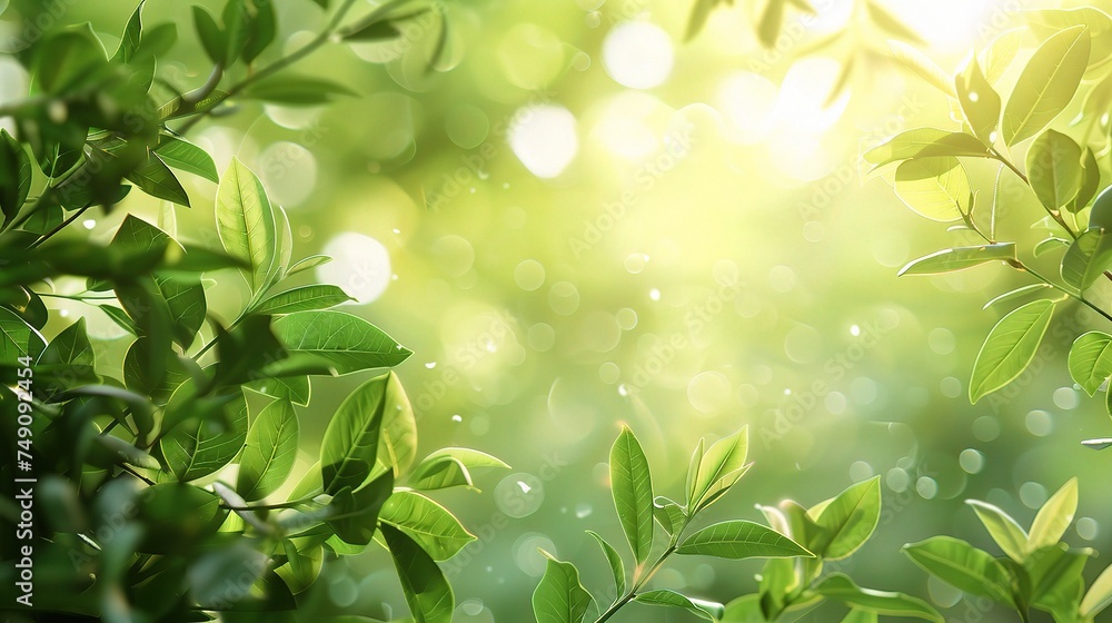 Fresh healthy green bio background with abstract blurred foliage and bright summer sunlight Fresh healthy green bio background with abstract blurred foliage and bright summer sunlight