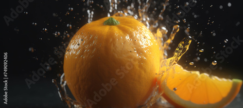 fresh orange fruits with water splash 70
