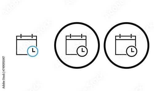 icon Date & Time black outline for web site design 
and mobile dark mode apps 
Vector illustration on a white background