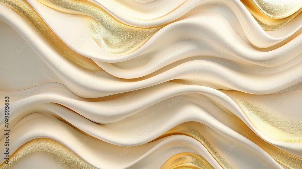 Obraz premium Golden lines luxury on cream color background. elegant realistic paper cut style.