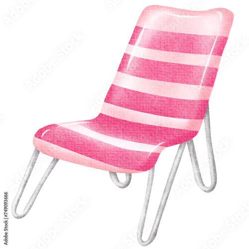 pink umbrella and beach chair on white background png illustration transparent background clip art download