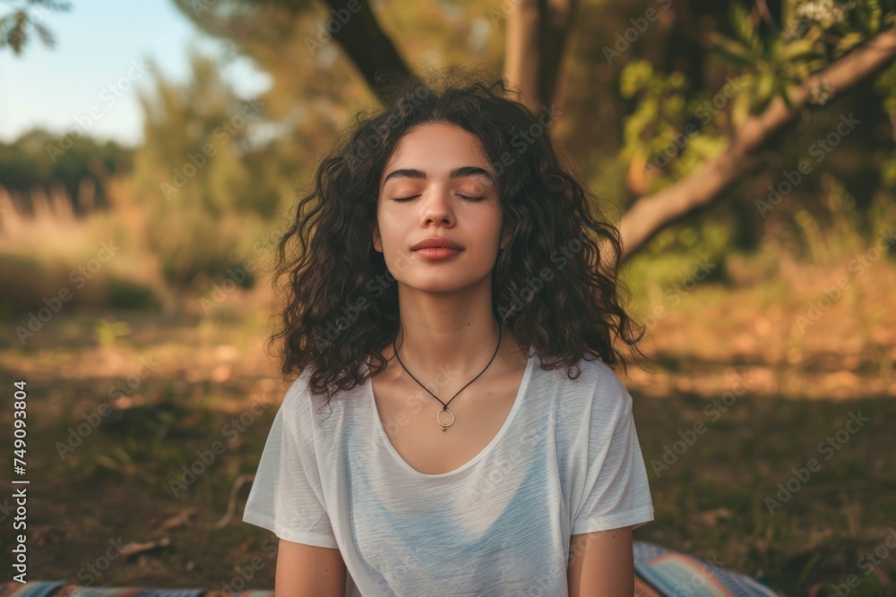 Woman meditating in nature Woman meditating in nature