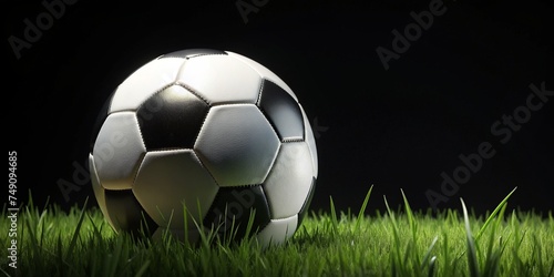 Close-up of a soccer ball on black background - perfect for sports designs  websites  and advertising