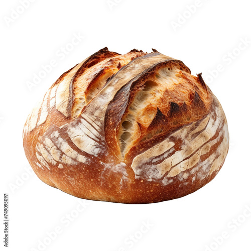 Sourdough bread isolated on transparent background