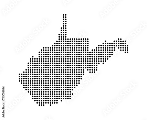 West Virginia state map in dots