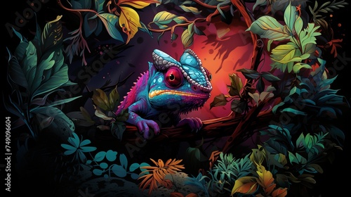 Colorful chameleon photo